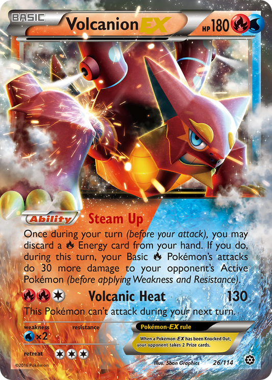 Volcanion-EX 26/114 Rare Holo EX | Steam Siege | Pokemon Card