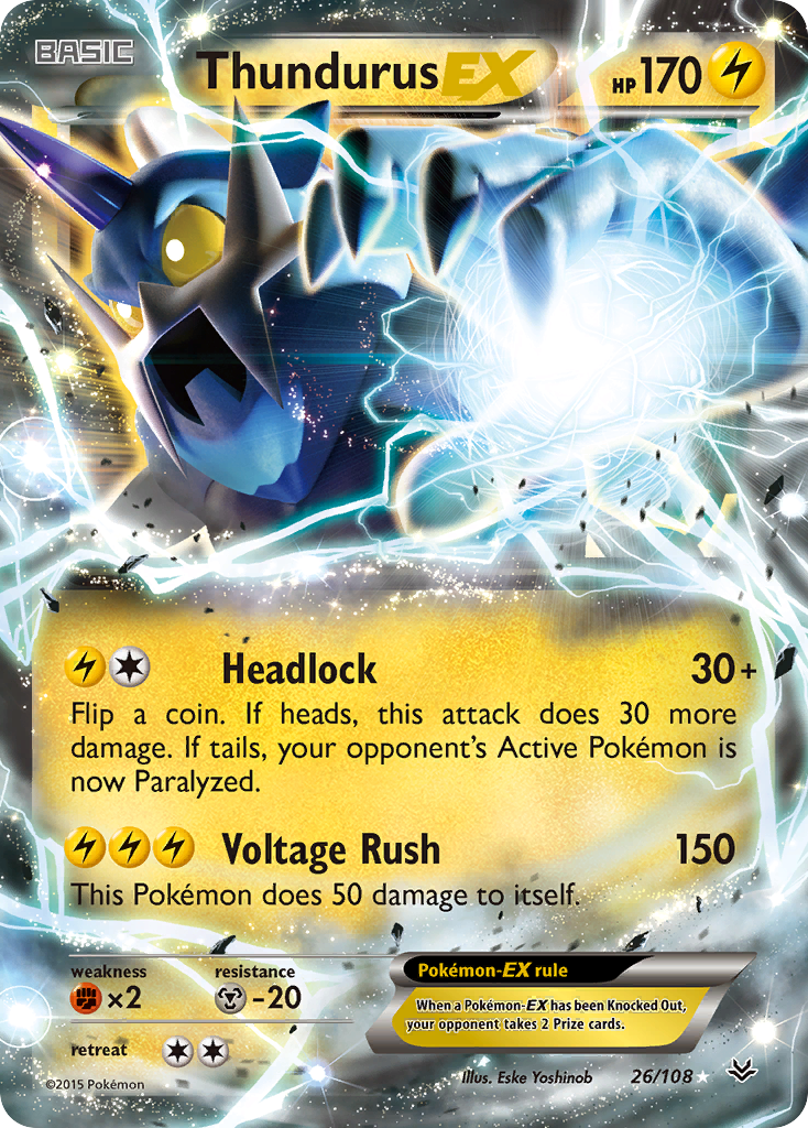 Thundurus-EX 26/108 Rare Holo EX | Roaring Skies | Pokemon Card