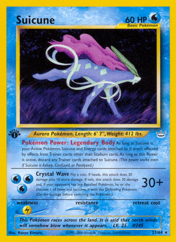 Suicune 27/64 Rare | Neo Revelation | Pokemon Card