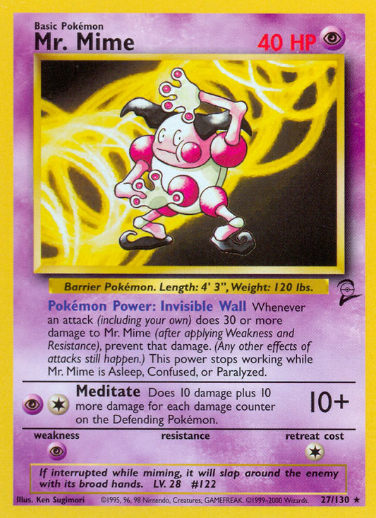 Mr. Mime 27/130 Rare | Base Set 2 | Pokemon Card