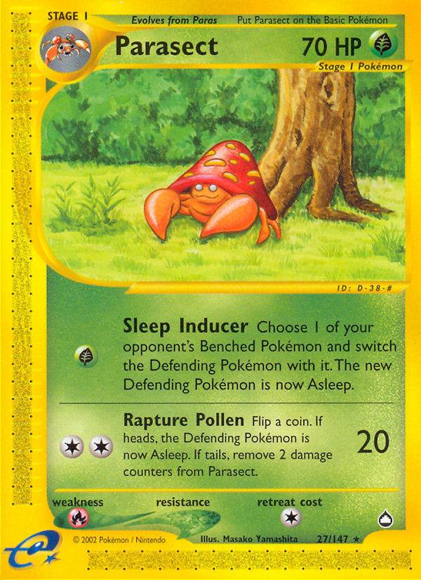 Parasect 27/147 Rare | Aquapolis | Pokemon Card
