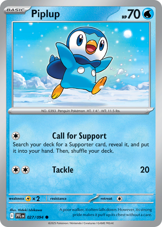 Piplup 27/94 Common | Phantasmal Flames | Pokemon Card