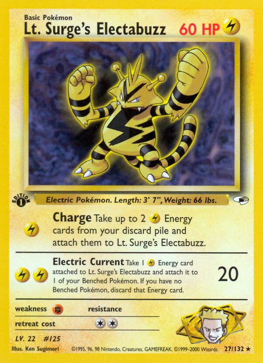 Lt. Surge's Electabuzz 27/132 Rare | Gym Heroes | Pokemon Card