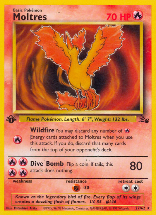 Moltres 27/62 Rare | Fossil | Pokemon Card