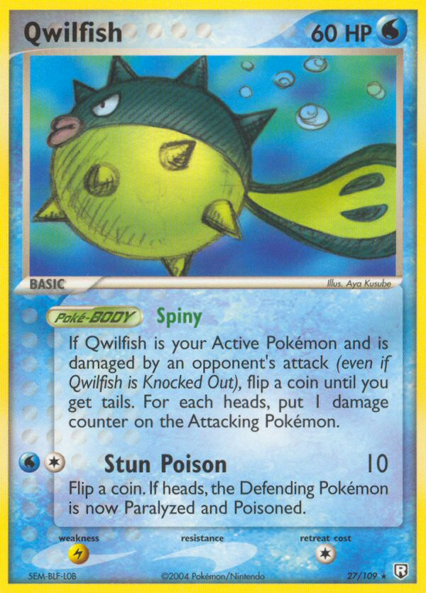 Qwilfish 27/109 Rare | Team Rocket Returns | Pokemon Card