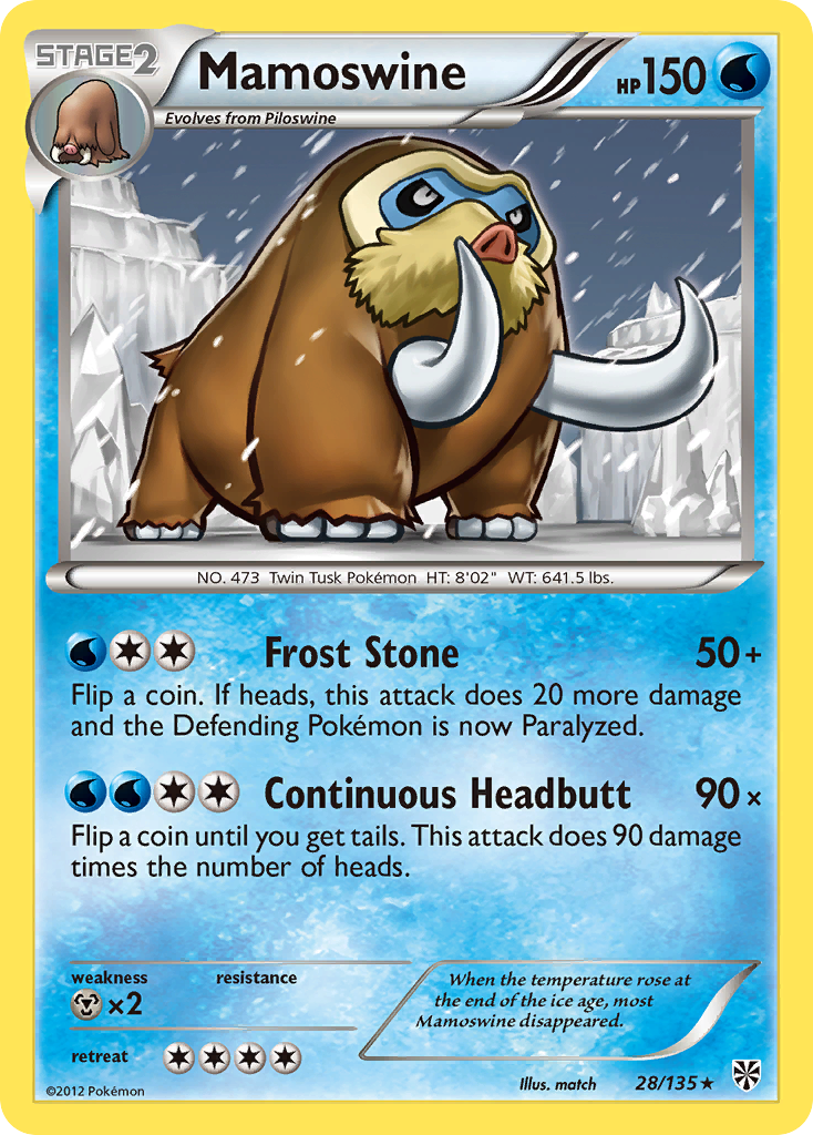 Mamoswine 28/135 Rare | Plasma Storm | Pokemon Card