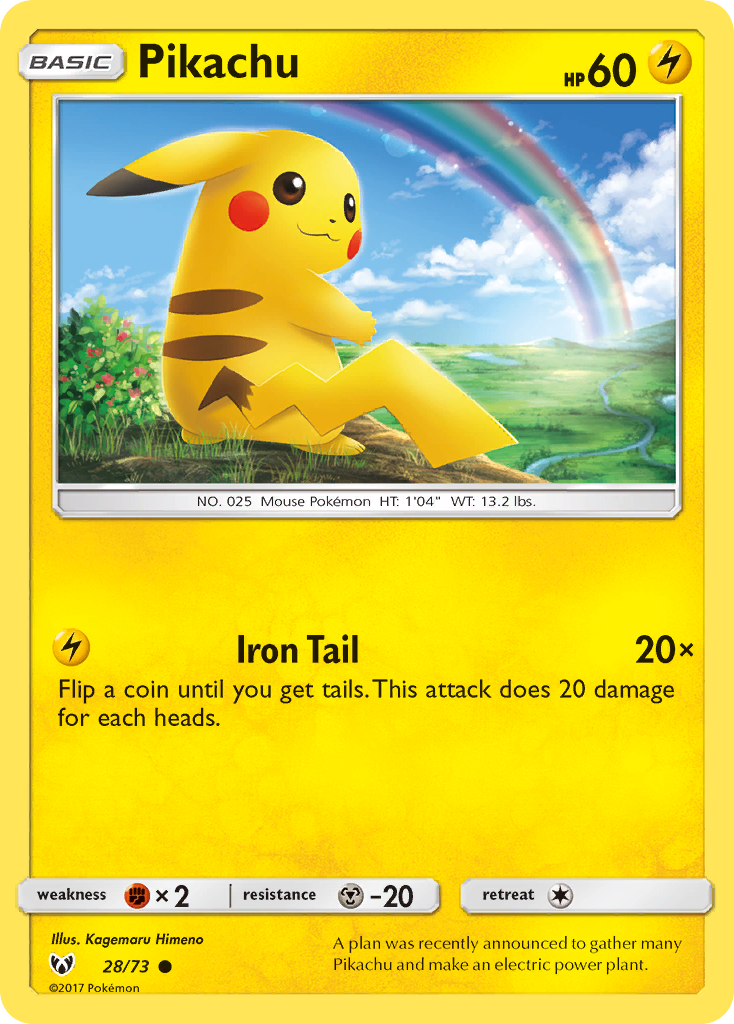 Pikachu 28/73 Common | Shining Legends | Pokemon Card