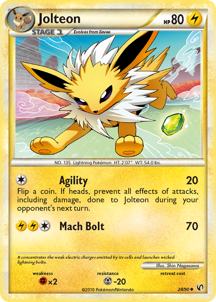 Jolteon 28/90 Uncommon | HS—Undaunted | Pokemon Card