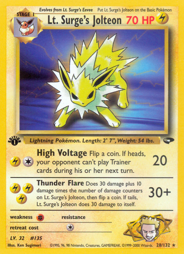 Lt. Surge's Jolteon 28/132 Rare | Gym Challenge | Pokemon Card