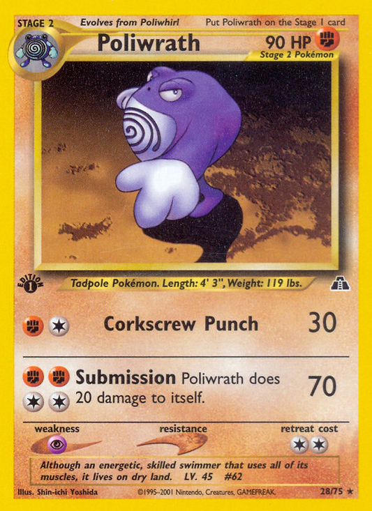 Poliwrath 28/75 Rare | Neo Discovery | Pokemon Card