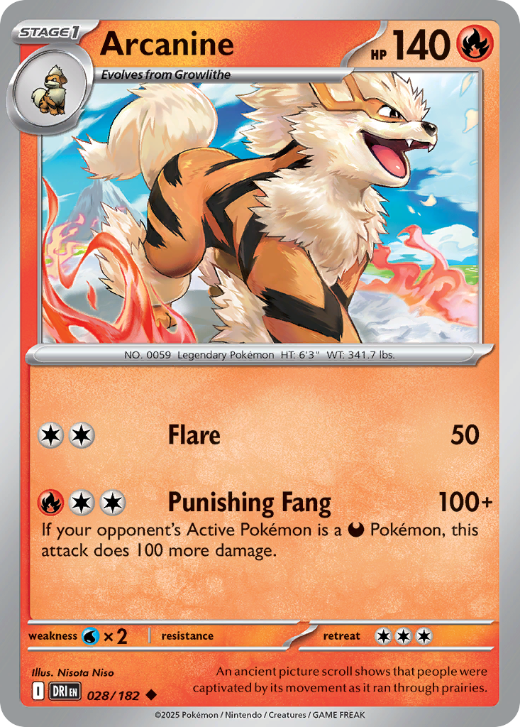 Arcanine 28/182 Uncommon | Destined Rivals | Pokemon Card