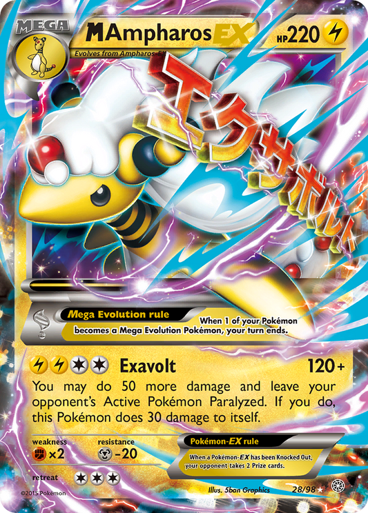 M Ampharos-EX 28/98 Rare Holo EX | Ancient Origins | Pokemon Card