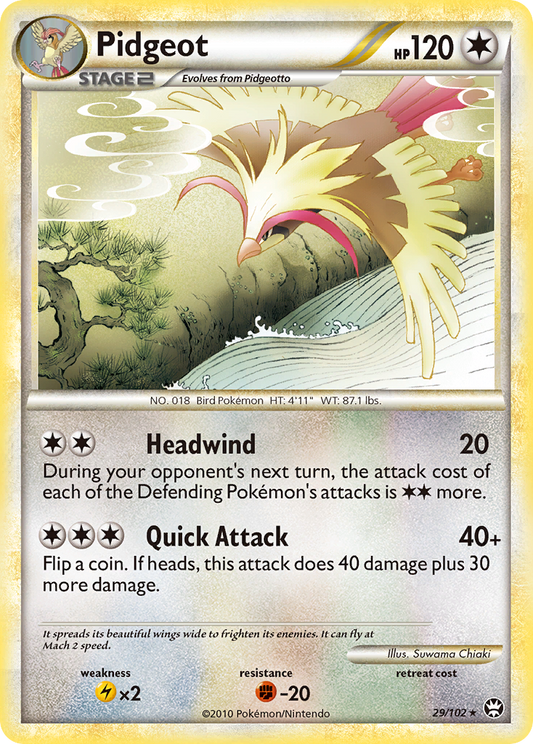 Pidgeot 29/102 Rare | HS—Triumphant | Pokemon Card