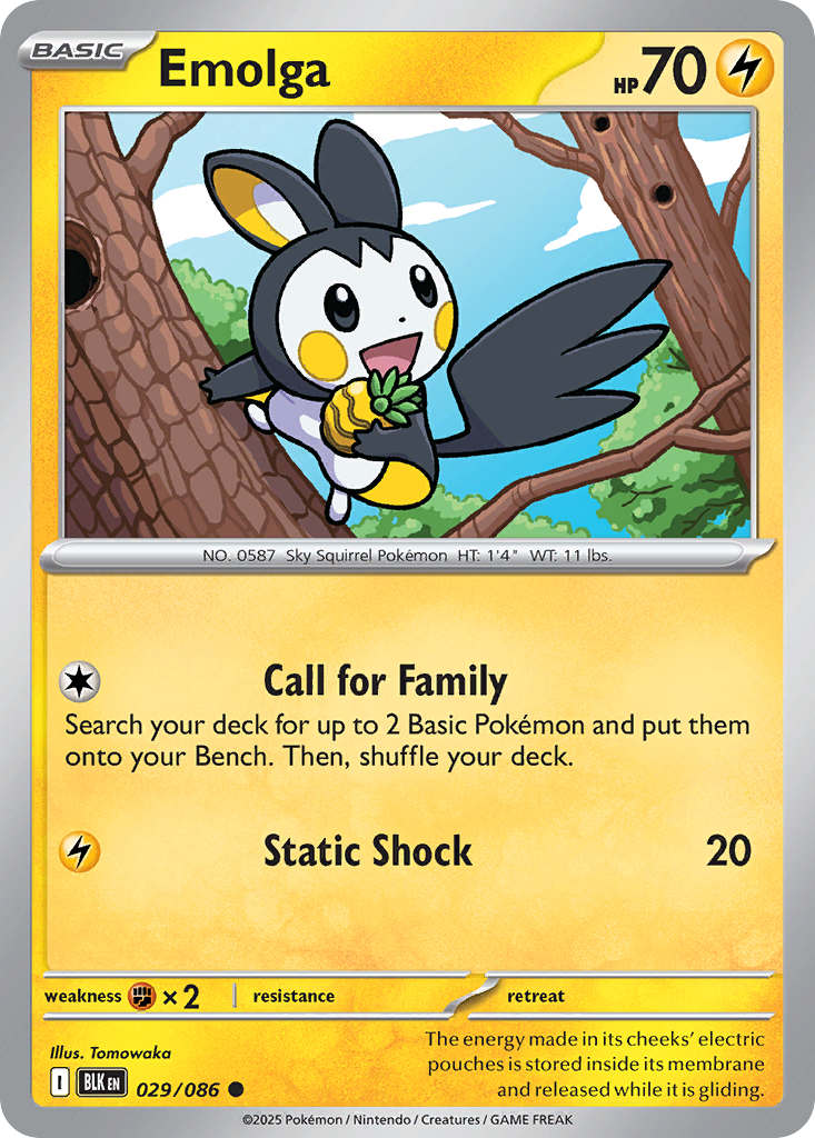 Emolga 29/86 Common | Black Bolt | Pokemon Card