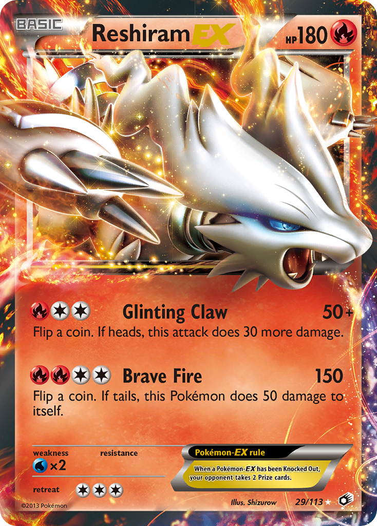 Reshiram-EX 29/113 Rare Holo EX | Legendary Treasures | Pokemon Card