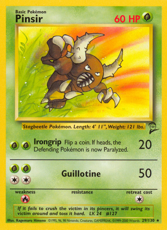 Pinsir 29/130 Rare | Base Set 2 | Pokemon Card