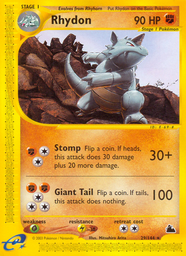 Rhydon 29/144 Rare | Skyridge | Pokemon Card