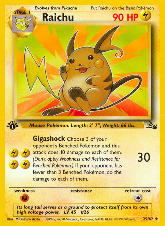 Raichu 29/62 Rare | Fossil | Pokemon Card