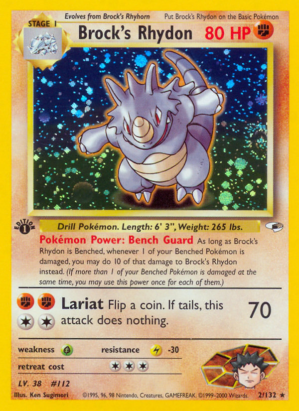 Brock's Rhydon 2/132 Rare Holo | Gym Heroes | Pokemon Card