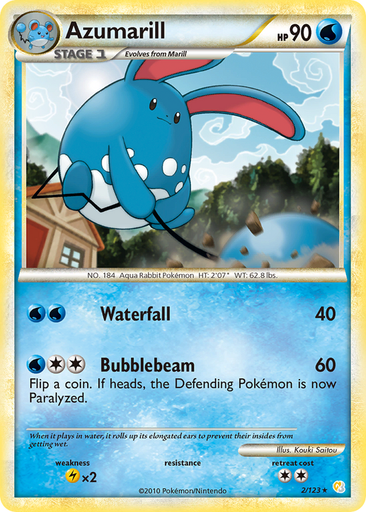 Azumarill 2/123 Rare Holo | HeartGold & SoulSilver | Pokemon Card