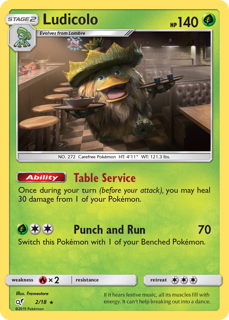 Ludicolo 2/18 Rare | Detective Pikachu | Pokemon Card