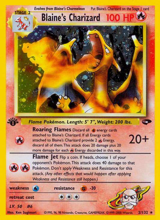 Blaine's Charizard 2/132 Rare Holo | Gym Challenge | Pokemon Card