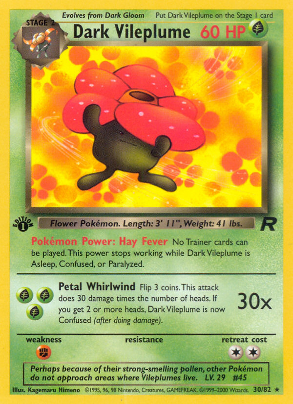 Dark Vileplume 30/82 Rare | Team Rocket | Pokemon Card