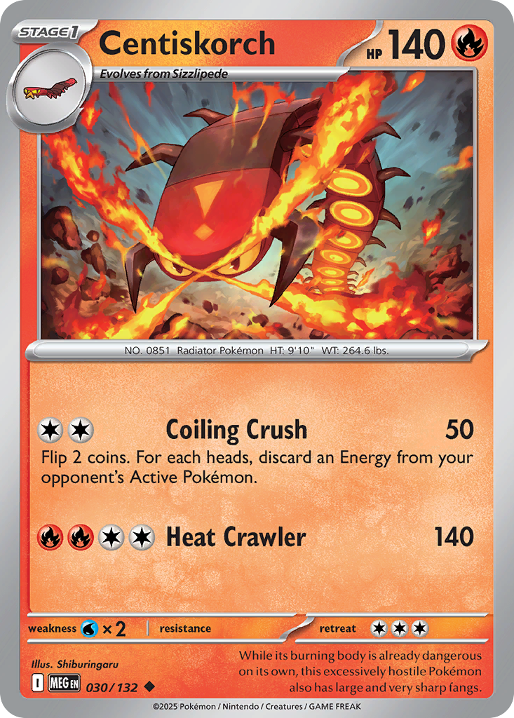 Centiskorch 30/132 Uncommon | Mega Evolution | Pokemon Card