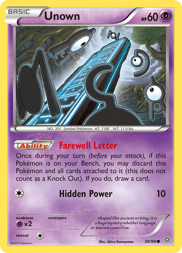 Unown 30/98 Common | Ancient Origins | Pokemon Card