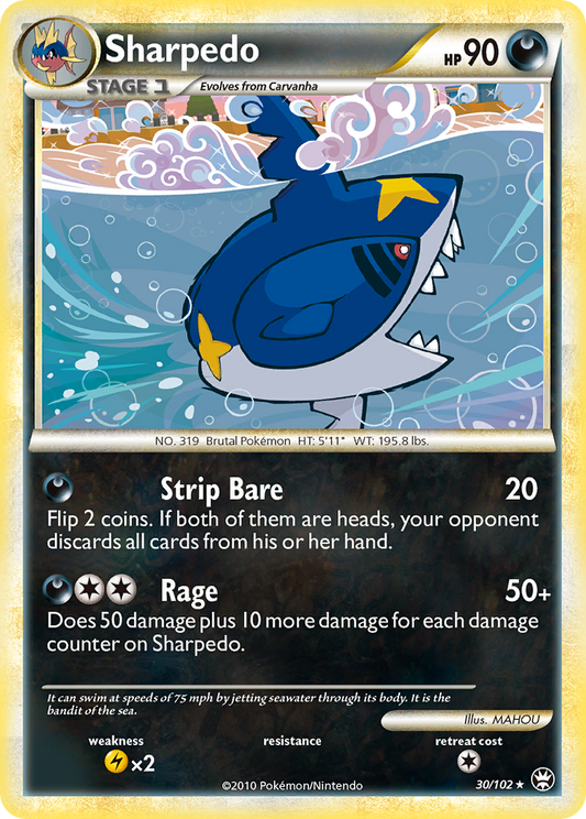Sharpedo 30/102 Rare | HS—Triumphant | Pokemon Card