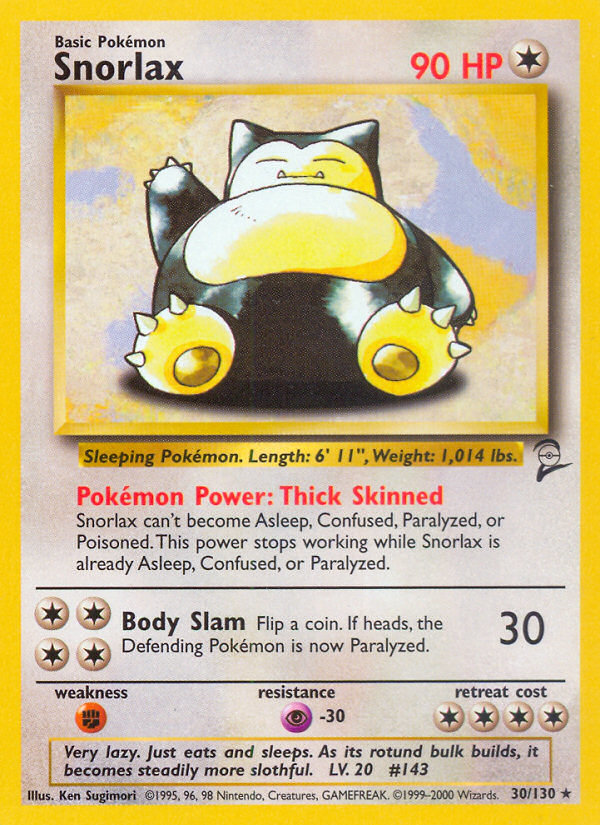 Snorlax 30/130 Rare | Base Set 2 | Pokemon Card