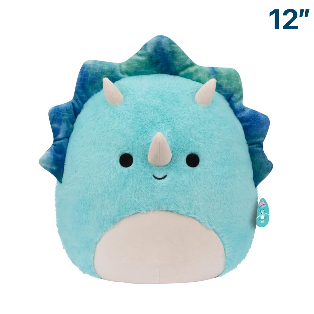 Malik the Blue Triceratops Dinosaur ~ 12" FuzzAMallow Wave 16 B Squishmallow Plush ~ In Stock!