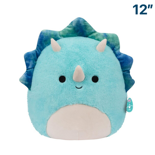 Malik the Blue Triceratops Dinosaur ~ 12" FuzzAMallow Wave 16 B Squishmallow Plush ~ In Stock!