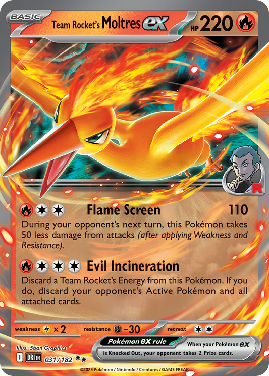 Team Rocket's Moltres ex 31/182 Double Rare | Destined Rivals | Pokemon Card