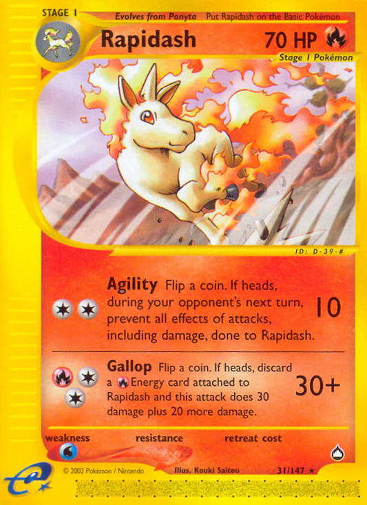 Rapidash 31/147 Rare | Aquapolis | Pokemon Card