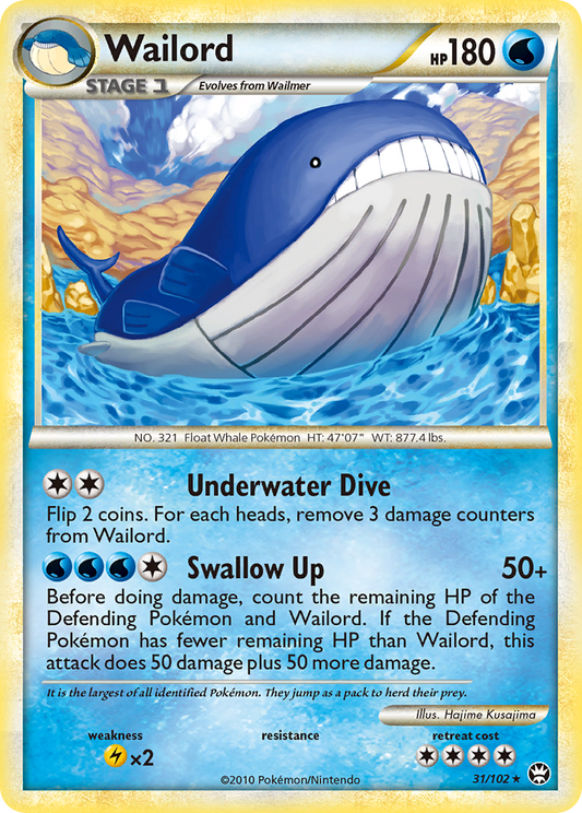 Wailord 31/102 Rare | HS—Triumphant | Pokemon Card