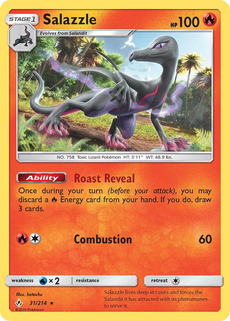 Salazzle 31/214 Rare | Unbroken Bonds | Pokemon Card
