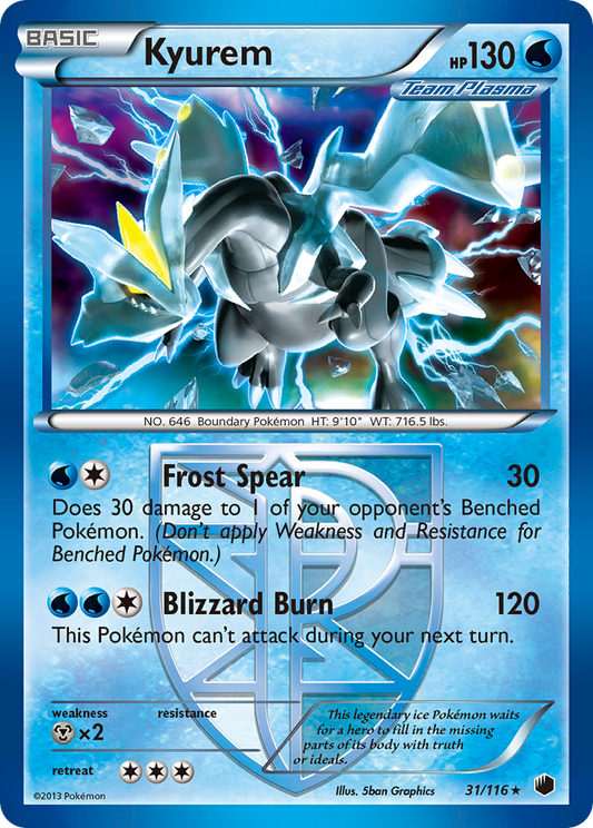 Kyurem 31/116 Rare Holo | Plasma Freeze | Pokemon Card