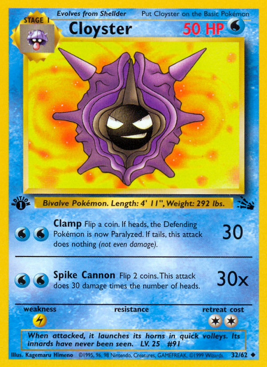 Cloyster 32/62 Uncommon | Fossil | Pokemon Card