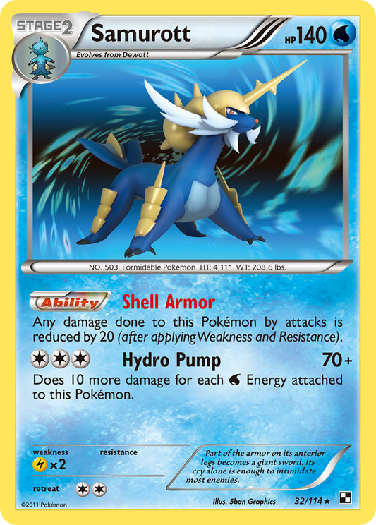 Samurott 32/114 Rare Holo | Black & White | Pokemon Card