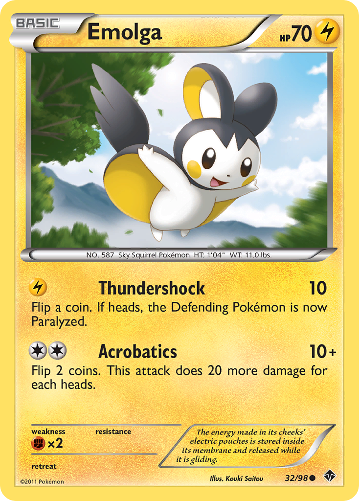 Emolga 32/98 Common | Emerging Powers | Pokemon Card