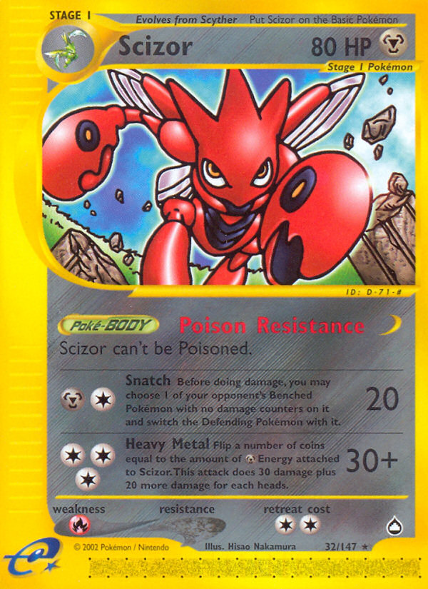 Scizor 32/147 Rare | Aquapolis | Pokemon Card