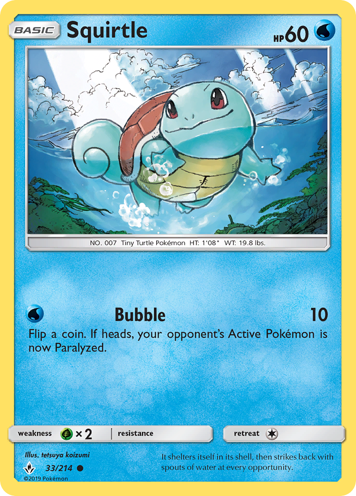 Squirtle 33/214 Common | Unbroken Bonds | Pokemon Card