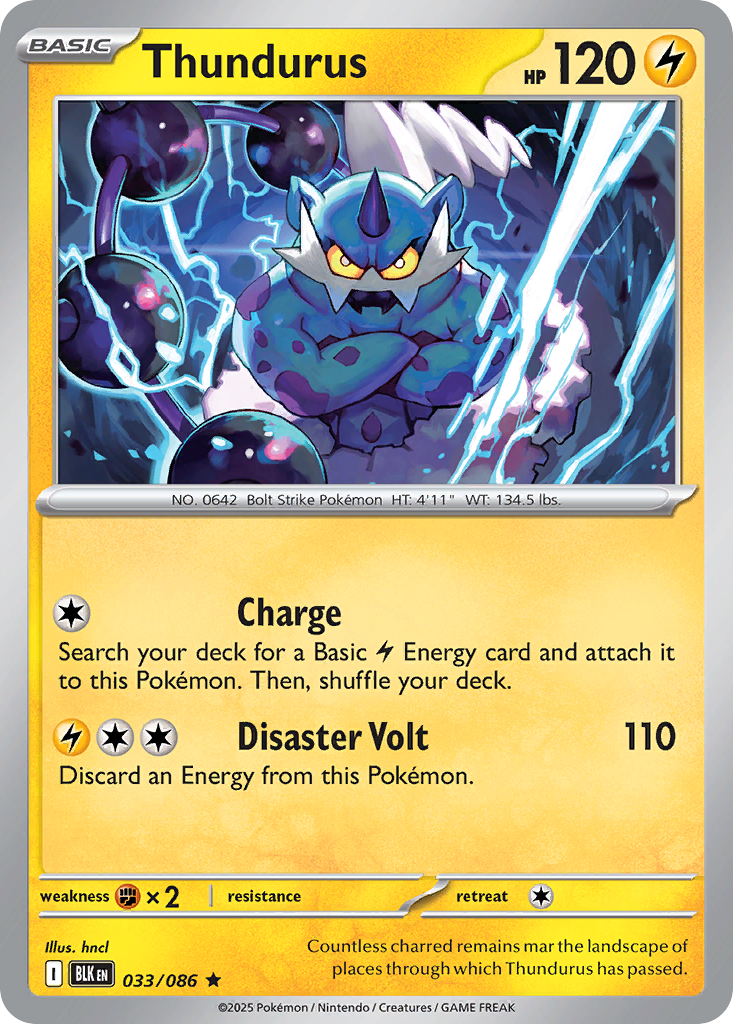 Thundurus 33/86 Rare | Black Bolt | Pokemon Card