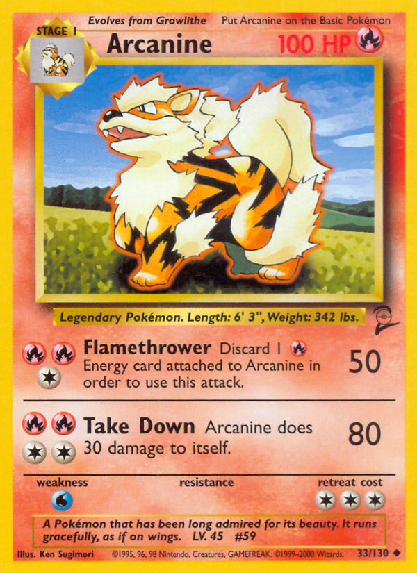Arcanine 33/130 Uncommon | Base Set 2 | Pokemon Card