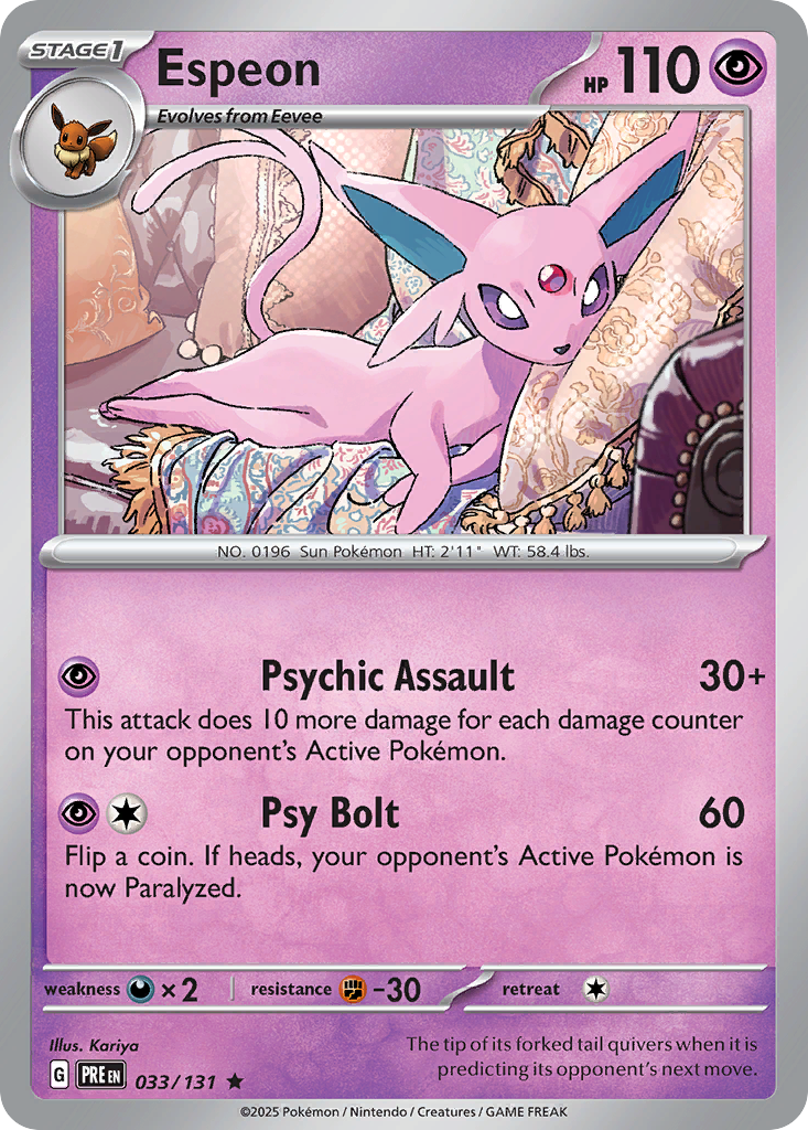 Espeon 33/131 Rare | Prismatic Evolutions | Pokemon Card