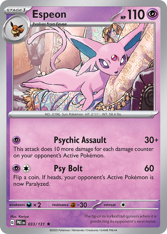 Espeon 33/131 Rare | Prismatic Evolutions | Pokemon Card