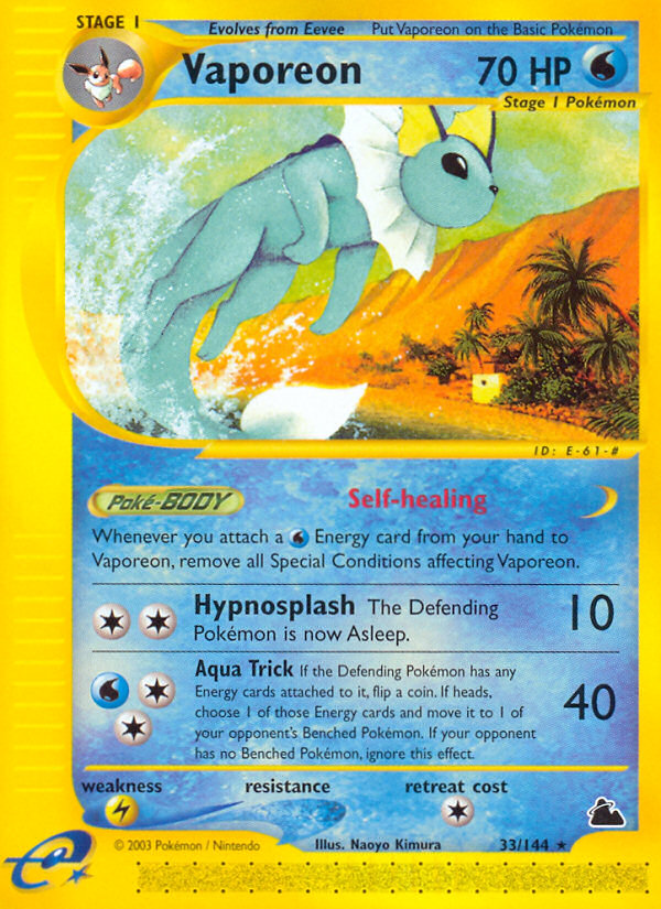 Vaporeon 33/144 Rare | Skyridge | Pokemon Card