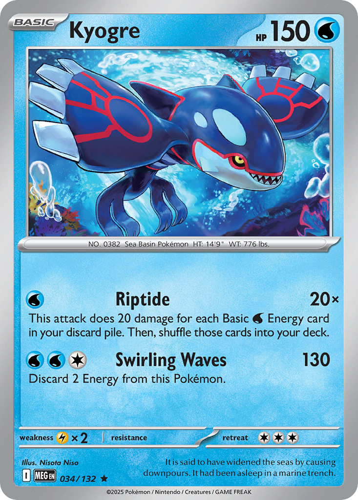 Kyogre 34/132 Rare | Mega Evolution | Pokemon Card