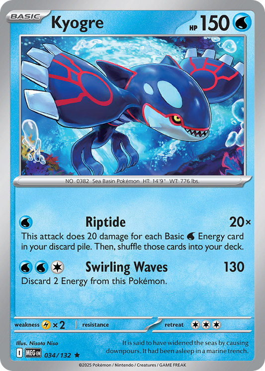 Kyogre 34/132 Rare | Mega Evolution | Pokemon Card